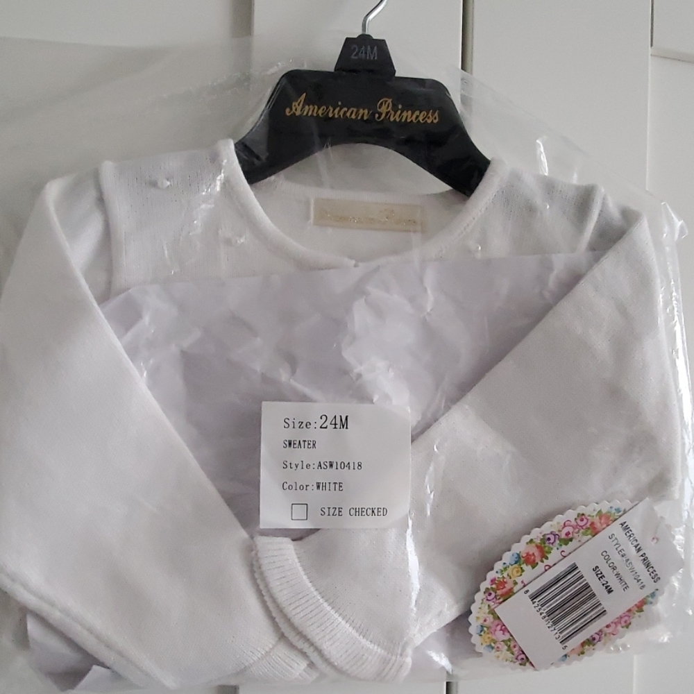 NWT American Princess Cropped White Cardigan